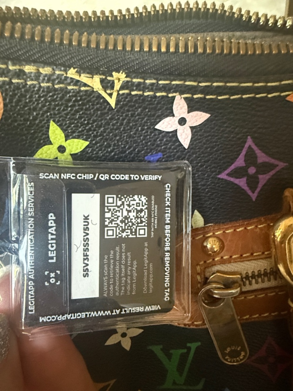 Louis Vuitton Black Multicolor Monogram Murakami Satchel with Brown Leather Rita - Picture 9 of 9